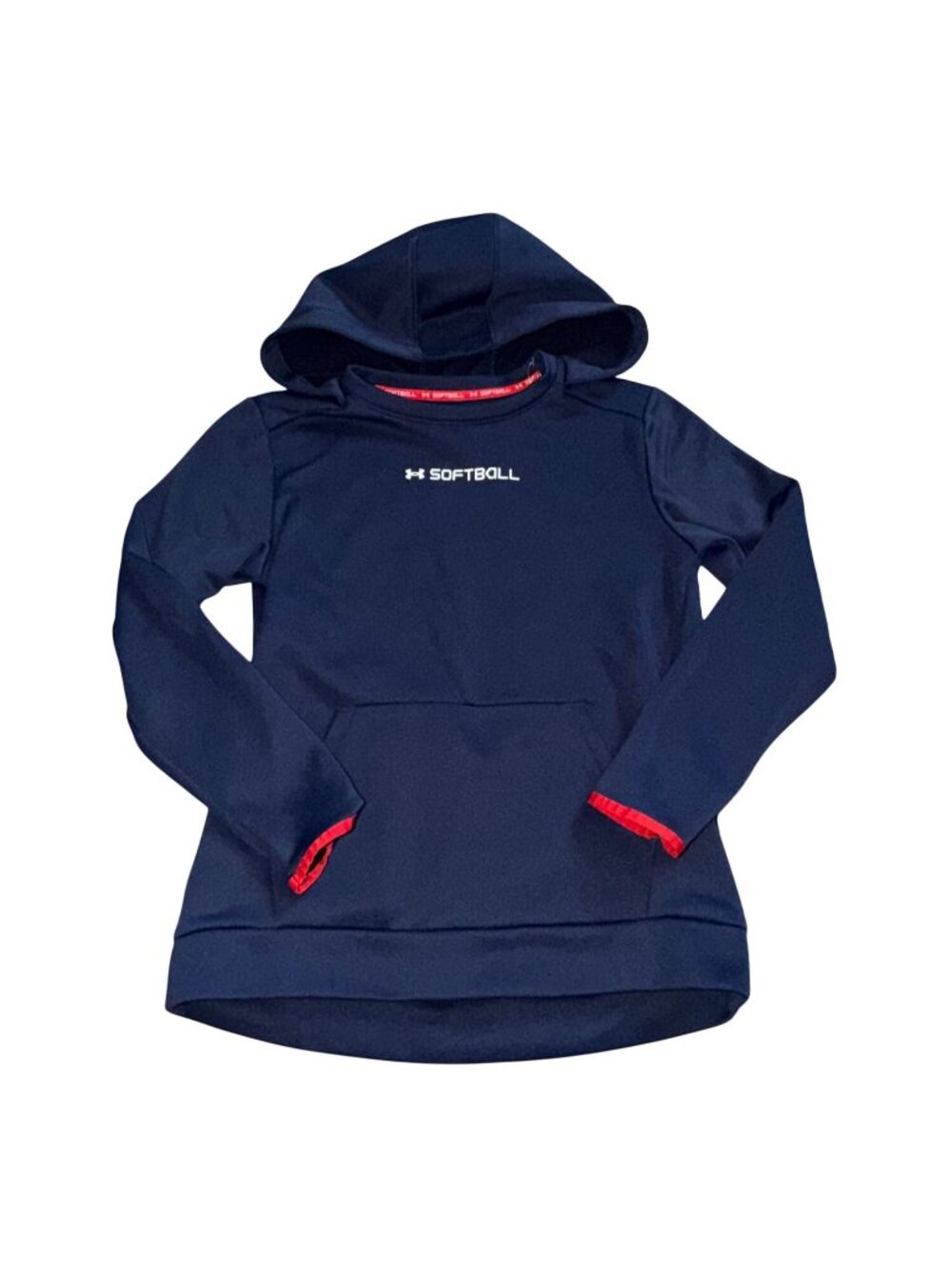 Under Armour Kids Softball Fleece Pullover Hoodie-Navy Blue-Youth Large-GUC